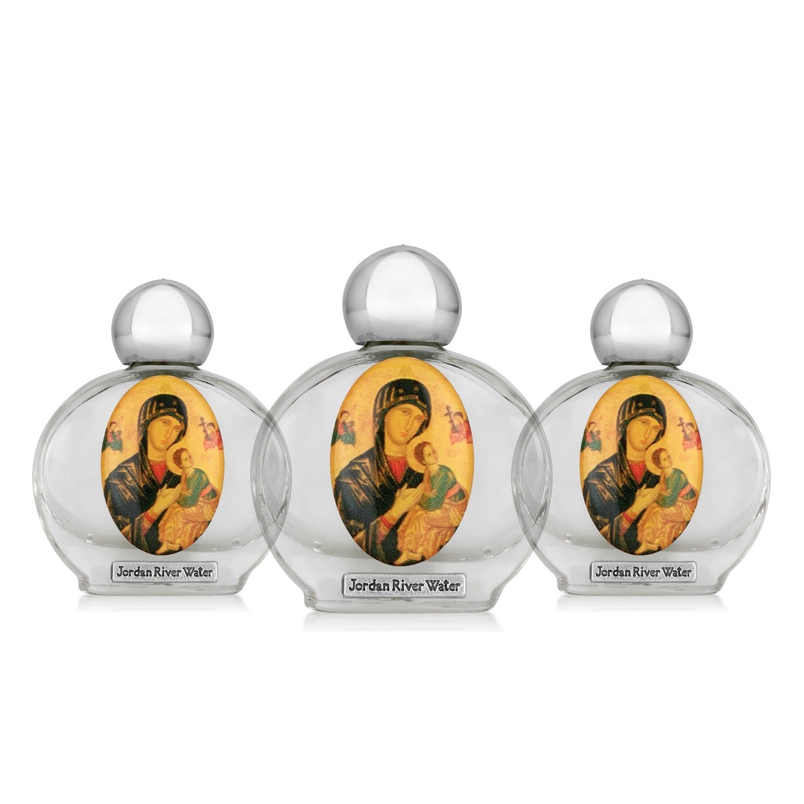 Our Lady of Perpetual Help Holy Water Bottle with Jordan River Water 3-Pack by Marina Jewelry