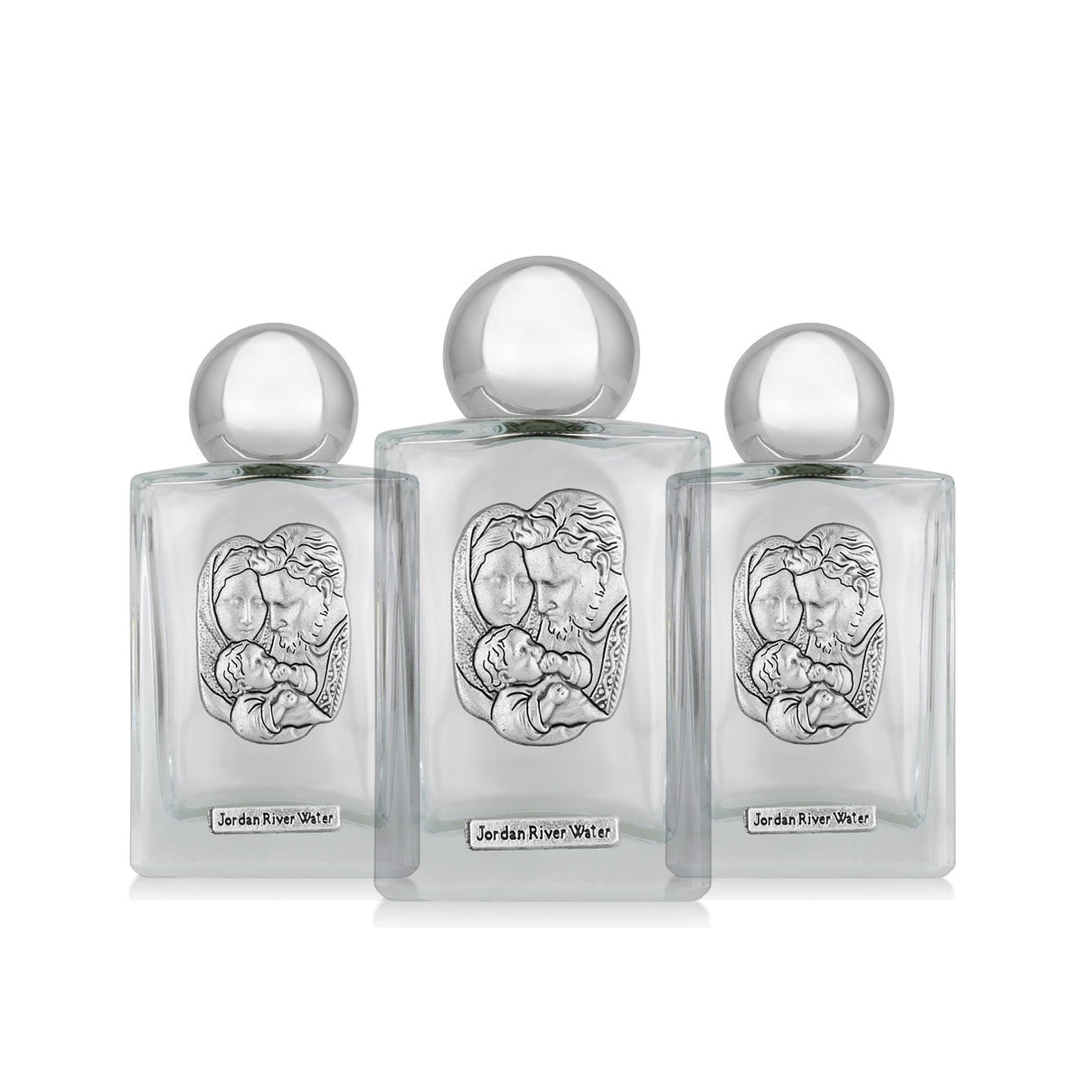 Holy Family Rectangular Holy Water Bottle with Jordan River Water 3-Pack by Marina Jewelry