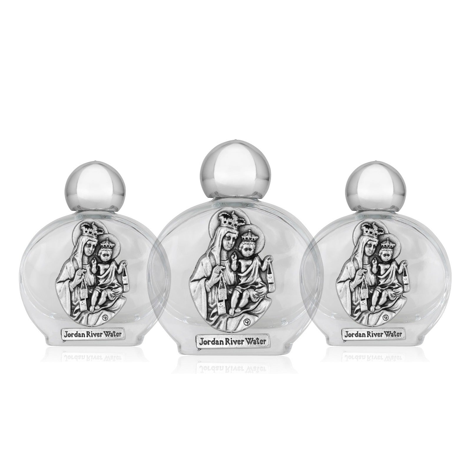 Our Lady of Mount Carmel Holy Water Bottle with Jordan River Water 3-Pack by Marina Jewelry