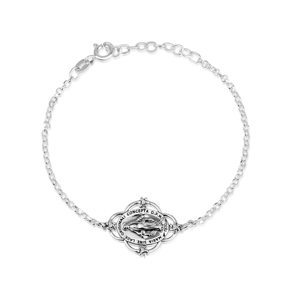 Miraculous Medal chain bracelet in sterling silver by Marina Jewelry