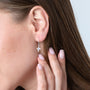 Budded Cross Drop Earrings in 925 Sterling Silver – shown worn
