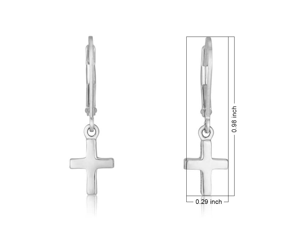 Cross Drop Earrings in 925 Sterling Silver – size reference