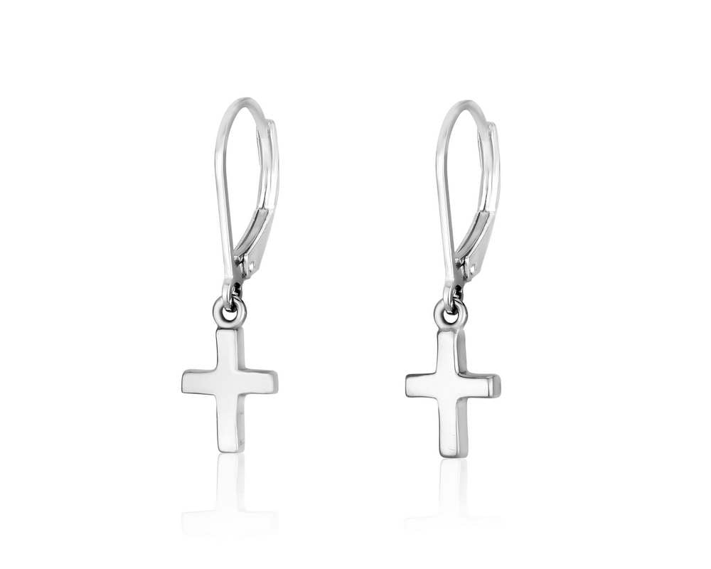 Cross Drop Earrings in 925 Sterling Silver