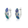 Eilat stone marquise hoop earrings with pave accent in 925 sterling silver by Marina Jewelry