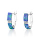 Eilat Stone huggie hoop earrings with a beaded silver center in 925 sterling silver by Marina Jewelry