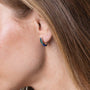 Eilat Stone Hoop Earrings with Pave Accent in 925 Sterling Silver – shown worn