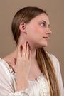 Dove Outline Stud Earrings in 925 Sterling Silver – shown worn