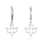 Dove Outline Drop Earrings in 925 Sterling Silver