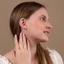 Tiny Cross Stud Earrings in 925 Sterling Silver, Gold-Plated – shown worn, close-up