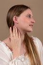 Tiny Cross Stud Earrings in 925 Sterling Silver, Gold-Plated – shown worn