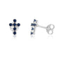 Blue topaz cross stud earrings in 925 sterling silver by Marina Jewelry