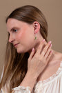 Gold Cross Medallion Drop Earrings in 925 Sterling Silver, Gold-Plated with Cubic Zirconia – shown worn