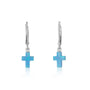 Blue opal cross drop earrings in 925 sterling silver by Marina Jewelry