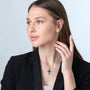 Filigree Cross Pendant Necklace in 925 Sterling Silver with Eilat Stone – shown worn