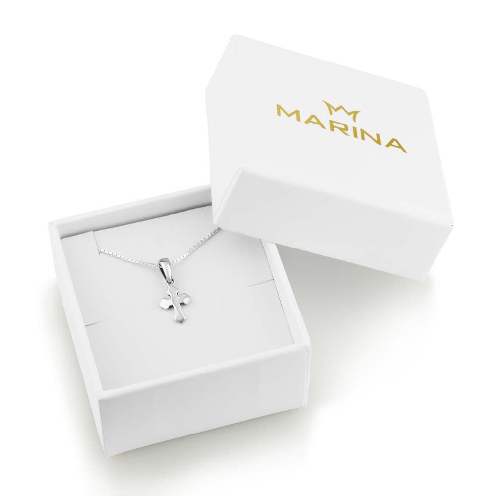 Budded Cross Pendant Necklace in 925 Sterling Silver – gift box