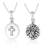 Cross disc medallion pendant necklace in oxidized 925 sterling silver by Marina Jewelry