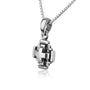 3D Layered Jerusalem Cross Pendant Necklace in 925 Sterling Silver – side view