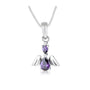 Angel pendant necklace with amethyst and cubic zirconia in 925 sterling silver by Marina Jewelry