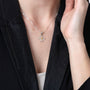 Two-Tone Jerusalem Cross Pendant Necklace, Rope-Twist Ends, 925 Sterling Silver – shown worn, close-up
