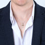 Dove & Open Cross Pendant Necklace in 925 Sterling Silver, Gold-Plated – shown worn, close-up