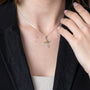 Dove & Open Cross Pendant Necklace in 925 Sterling Silver, Gold-Plated – shown worn, close-up
