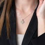 Two-Tone Jerusalem Cross Pendant Necklace, Flared Rope Center, 925 Sterling Silver – shown worn, close-up