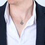 Woven Jerusalem Cross Pendant Necklace in 925 Sterling Silver – shown worn, close-up
