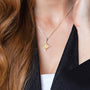 Two-Tone Star of Bethlehem Pendant Necklace in 925 Sterling Silver, Gold-Plated with Cubic Zirconia – shown worn, close-up