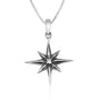 Polished Star of Bethlehem pendant with cubic zirconia in 925 sterling silver by Marina Jewelry