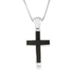 Black onyx cross pendant necklace, large, broad arms, 925 sterling silver, by Marina Jewelry