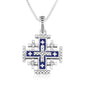 Jerusalem cross pendant necklace in 925 sterling silver with beaded border by Marina Jewelry