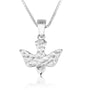 Hammered-texture standalone dove pendant in 925 sterling silver by Marina Jewelry