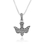 Densely pave-textured dove pendant in 925 sterling silver by Marina Jewelry