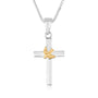 Plain smooth cross pendant with a gold-plated dove overlay in 925 sterling silver by Marina Jewelry