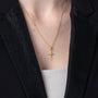 Marquise Cross Pendant Necklace in 925 Sterling Silver, Gold Plated – shown worn, close-up