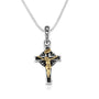 Celtic Crucifix Pendant Necklace, Gold-Plated Figure, 925 Sterling Silver