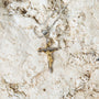 Crucifix Pendant Necklace in 925 Sterling Silver, Gold Plated – flat lay