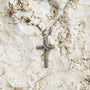 Cross Pendant Necklace in 925 Sterling Silver, Center Knot – flat lay