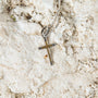 Two-Tone Cross Pendant Necklace, Slim Dotted Tips, 925 Sterling Silver – flat lay