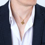 Gold Plated Jerusalem Cross Pendant Necklace in 925 Sterling Silver – shown worn, close-up