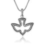 Openwork beaded dove cutout pendant in 925 sterling silver by Marina Jewelry