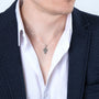 Beaded Cross Pendant Necklace in 925 Sterling Silver – shown worn, close-up