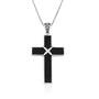 Black onyx cross pendant necklace with star detail in 925 sterling silver by Marina Jewelry