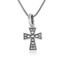 Dotted Cross Pendant Necklace, Flared Oxidized Arms, 925 Sterling Silver