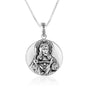 Sacred Heart of Jesus round medal necklace in sterling silver by Marina Jewelry