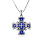 Ornate flared Jerusalem Cross pendant necklace in 925 sterling silver by Marina Jewelry