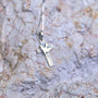 Cross with Dove Pendant Necklace in 925 Sterling Silver – flat lay