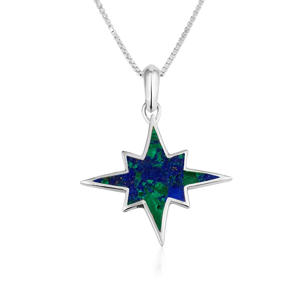 Eilat stone Star of Bethlehem pendant necklace in 925 sterling silver by Marina Jewelry