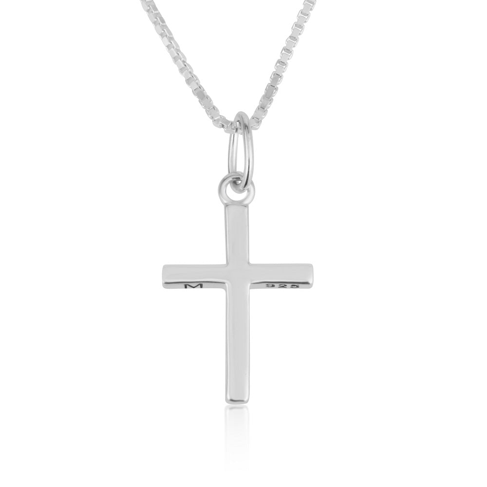 Polished Latin cross pendant necklace in 925 sterling silver by Marina Jewelry
