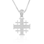 Jerusalem Cross pendant necklace, flat polished 925 sterling silver, by Marina Jewelry